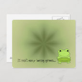 Carte Postale Grenouille verte avec des mots (Devant / Derrière)
