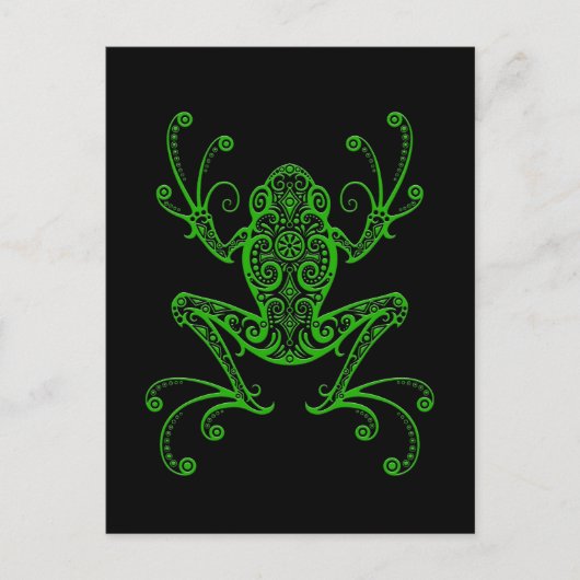 Carte Postale Grenouille verte complexe sur le noir (Devant)