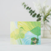 Carte Postale Grenouille verte drôle sous Lily Pad (Debout devant)