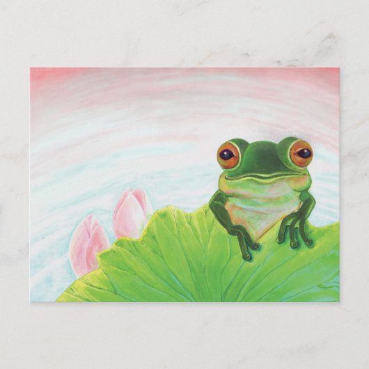 Carte Postale Grenouille verte Se détendre dans l'étang (Devant)
