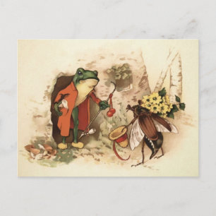Carte postale Grenouille vintage et Bug