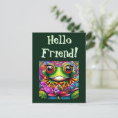 Carte Postale Grenouille Whimsical Peinture Abstraite Art Floral (Debout devant)