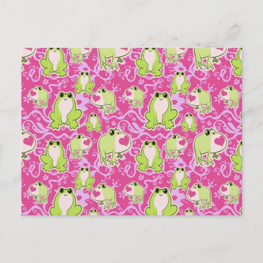 Carte Postale Grenouilles d'amour rose vert (Devant)