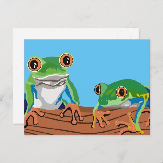 Carte Postale Grenouilles d'arbre d'Art numérique sur un journal (Devant / Derrière)