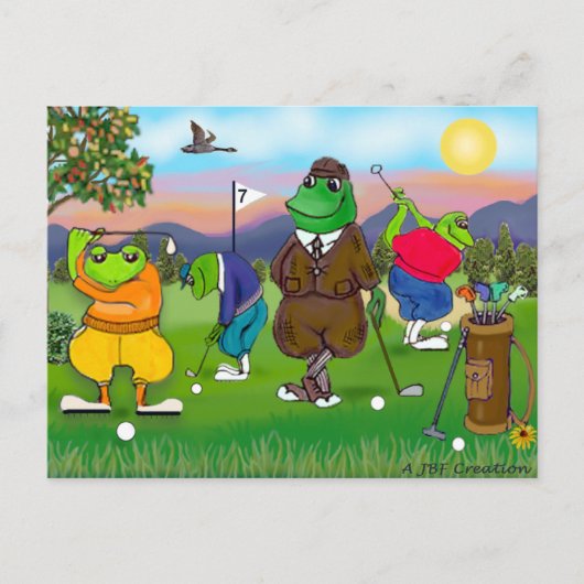 Carte Postale Grenouilles de golf - Tournoi (Devant)