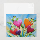 Carte Postale Grenouilles et coeurs Whimsical Aquarelle Art (Devant / Derrière)
