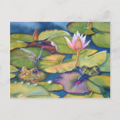 Carte Postale Grenouilles léopards Lily Pads Pond Aquarelle Art (Devant)