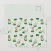 Carte Postale Grenouilles Mignonnes dans un Étang de Nénuphars (Devant / Derrière)