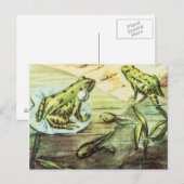 Carte Postale Grenouilles vertes, illustration animale (Devant / Derrière)