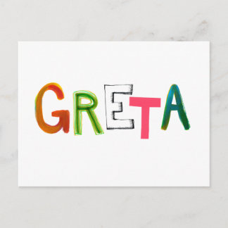 Carte Postale Greta cadeaux d'art de mots colorés pour les amate