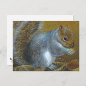 Carte Postale Grey squerrl with nut art painting postcard (Devant / Derrière)
