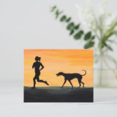 Carte postale Greyhound et Jogger Dog Art (Debout devant)