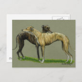 Carte postale "Greyhound Hug" Dog Art (Devant / Derrière)