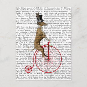 Carte Postale Greyhound on Red Penny Farthing Bike