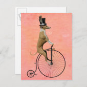 Carte Postale Greyhound sur Black Penny Farthing (Devant / Derrière)