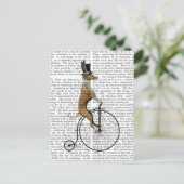 Carte Postale Greyhound sur Black Penny Farthing Bike (Debout devant)