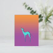 Carte Postale Greyhound Whippet chien bleu orange violet ombre (Debout devant)