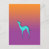 Carte Postale Greyhound Whippet chien bleu orange violet ombre (Devant)