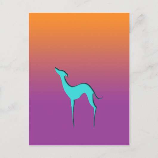 Carte Postale Greyhound Whippet chien bleu orange violet ombre (Devant)