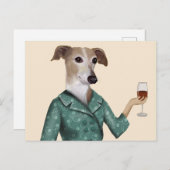 Carte Postale Greyhound Wine Snob (Devant / Derrière)