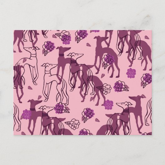 Carte Postale Greyhounds Garden Art Greyhound Rose (Devant)