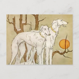 Carte Postale « Greyhounds in Winter » par Marjorie Miller