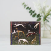 Carte Postale Greyhounds médiéval dans les bois profonds (Debout devant)