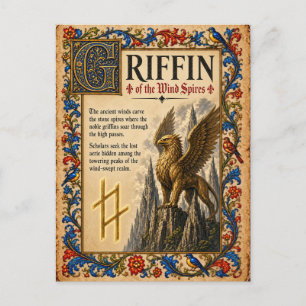 Carte Postale Griffin, Art du Bestiaire Médiéval