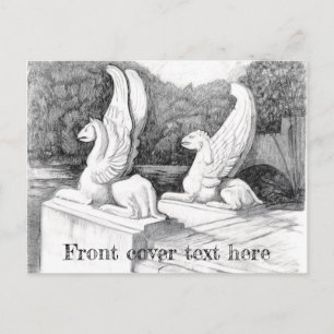 Carte Postale Griffins sculpté crayon monochrome Art