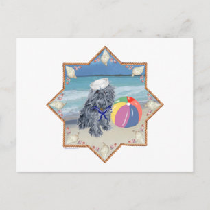 Carte Postale Griffon bruxellois à la plage