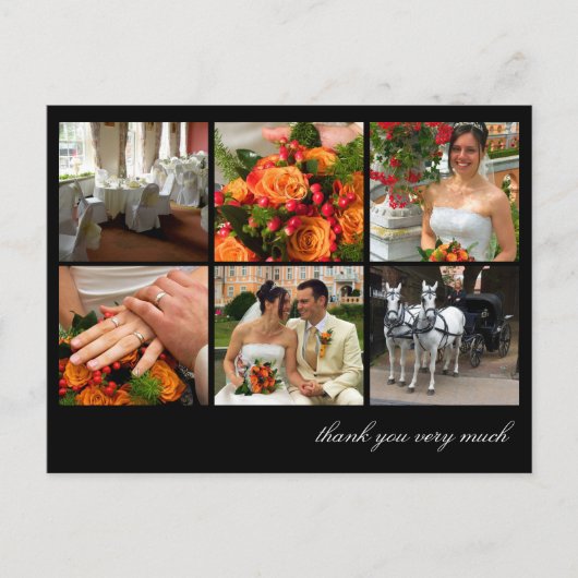 Carte Postale Grille noire collage 6 photos souvenirs merci (Devant)