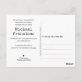 Carte Postale Grille photo Faire-part de naissance moderne Colla (Dos)