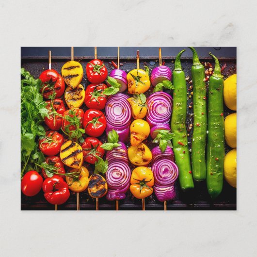 Carte Postale Grilled Vegetable. Array of beautifully charred ve (Devant)