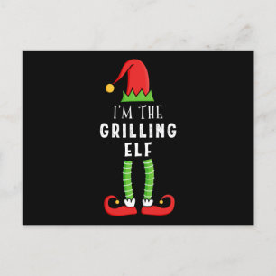 Carte Postale Grilling Elf Noël jumelé cadeau de famille