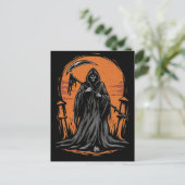 Carte Postale Grim Reaper Cartoon in Sunset Graveyard (Debout devant)