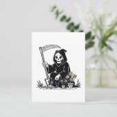 Carte Postale Grim Reaper Gardening Flowers (Debout devant)