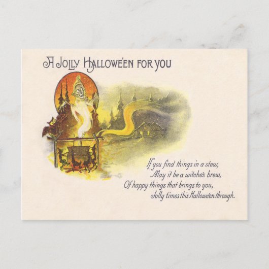 Carte Postale Grim Reaper Pleine lune Owl Witch Cauldron (Devant)