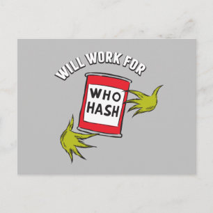 Carte Postale Grinch Classique   Travaillera pour un Hash de Who
