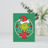 Carte Postale Grinch | Couronne de Noël (Debout devant)