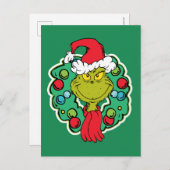 Carte Postale Grinch | Couronne de Noël (Devant / Derrière)