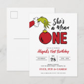 Carte Postale Grinch Elle est méchante 1er Anniversaire (Devant / Derrière)
