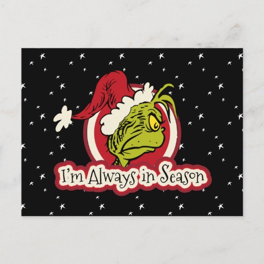 Carte Postale Grinch | Je suis toujours de saison (Devant)