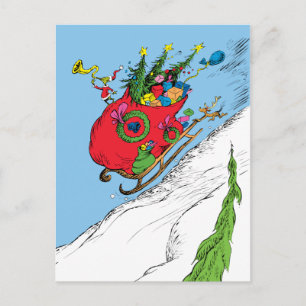 Carte Postale Grinch & Max Le Traîneau Fuyard