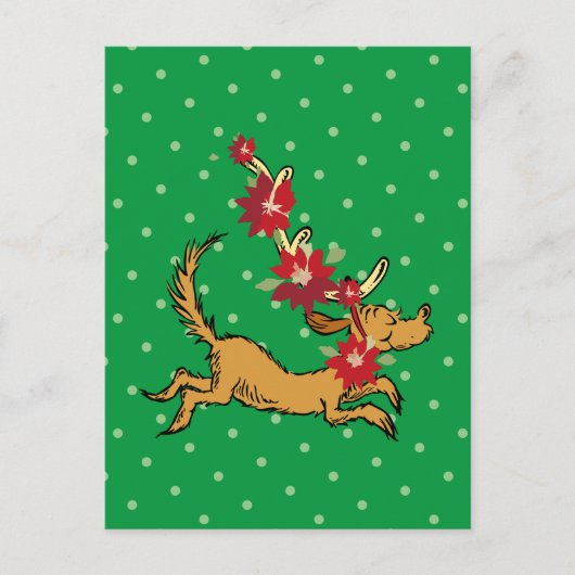 Carte Postale Grinch | Max Pointsettia de Noël (Devant)