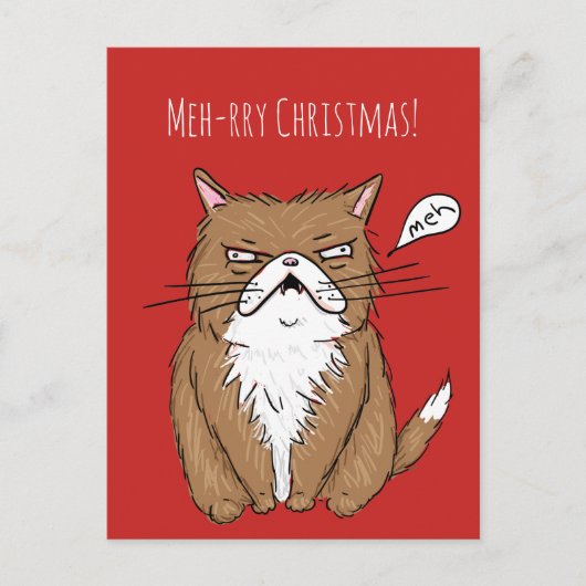 Carte postale grincheuse de Noël de chat de Noël (Devant)