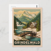 Carte Postale Grindelwald Suisse Alpes Retro (Devant / Derrière)