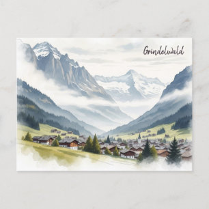 Carte Postale Grindelwald Suisse Aquarelle de voyage