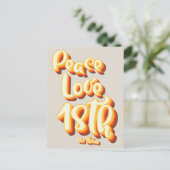 Carte Postale Gris Amour Paix Rétro Groovy 18ème Joyeux Annivers (Debout devant)