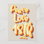 Carte Postale Gris Amour Paix Rétro Groovy 18ème Joyeux Annivers (Devant)