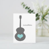 Carte Postale Gris/Aqua Guitare Heart Table (Debout devant)